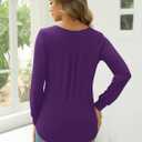 LUYAA Women's Tunic Tops Long Sleeve V Neck T-Shirts Blouses Dressy Casual Loose Fit Fall Shirt (Purple L) (Purple, L)