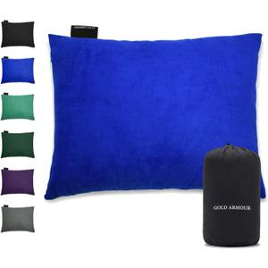 Gold Armour Camping Pillow - Backpacking and Travel Pillow for Sleeping and Traveling - Compressible Memory Foam Travel Pillow - Essential Camping Accessories Gear (Small 12 x 16in, Blue)