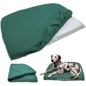 Dog Bed Cover Waterproof Replacement Machine Washable Covers for 47x29 Inch Dog Bed Heavy Duty Scratch Resistant Mattress Protector Pet Bed Cover Only Dark Green