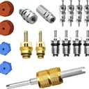 17 PCS Air Conditioning Valve Core Kit, R12 R134A A/C Ducts Pressure Caps and Service Valves, Universal Valve Core A/C Refrigeration SystemKit, for Most Cars (Multicolored)