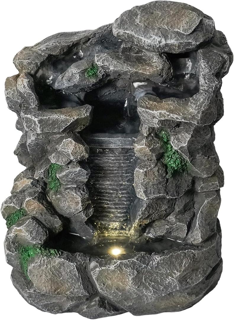 Waterfall Fountain Indoor Water Fall Theme Tabletop Zen Fountain for Home Decor Desk Fountain for Relaxation Meditation(Waterfall)