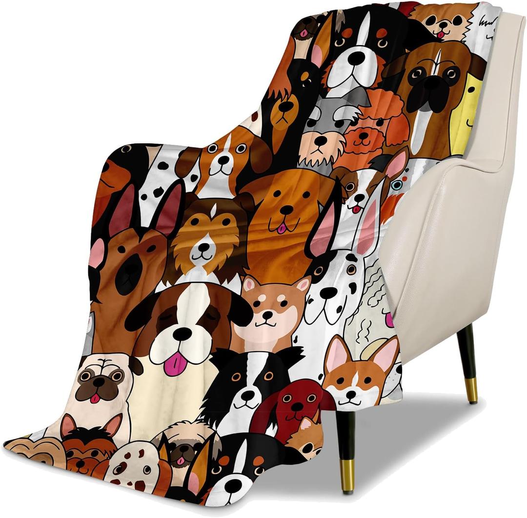 Kids Cute Dogs Puppies Print Cartoon Throw Blanket for Boys and Girls 60"X50" Blanket with Dogs on It Suitable for All Season