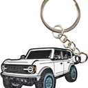 4 x LAINLOY Bronco Car Keychain, Car Fob Cover Cool Mods Accessories, 4-Door Auto Key Fob Holder Compatible with Bronco 2021 2022 2023 (White)