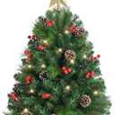 2ft Tabletop Pre-lit Christmas Tree with Star Treetop, Clear LED Lights, Artificial Xmas with Burlap Base for Table Desk Home Decor