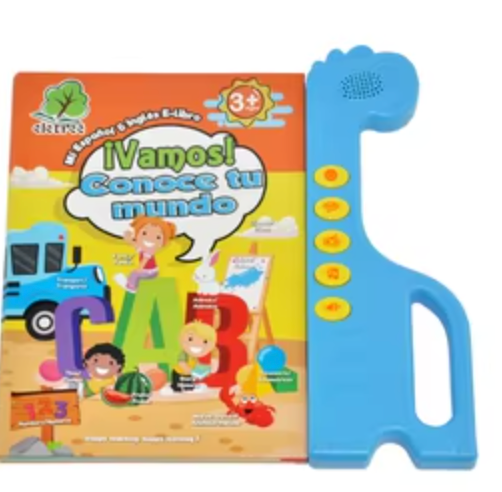 ZEENKIND Spanish & English Talking Learning Book for Kids 2 3 4 5 6 Years Old, Interactive Audio Sound Books, Toddler Educational Toy to Learn Spanish, Electronic Bilingual Toys, Juegos para Niños