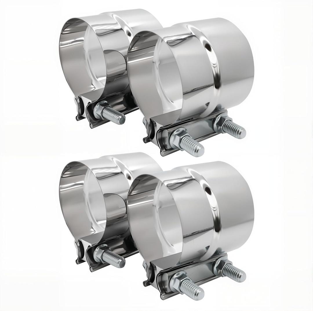 3 inch Exhaust Clamp Stainless Steel Muffler Band Clamps for 3" I.d. to 3" O.d. Turbo Downpipe Exhaust System Repair - 4 Pieces