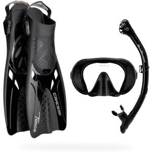 Cressi Musa Explorer Snorkel Set - Lightweight and Easy to Use - Mask, Snorkel, and Tonga Fins- Designed in Italy by Cressi (Black), Size: Large/X-Large