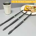 JETKONG 3 Pcs 14-Inch Long Stainless Steel Thin Tongs Heavy Duty Kitchen Cooking Tweezers Tongs (14 14 14 Inch, Black)