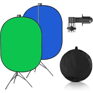 Portable Green Screen Backdrop with Stand,Foldable 5x7ft Chromakey Blue&Green Screen 2 in 1 Pop Up Collapsible Backdrop for Photo and Video Shooting,Gaming (Green & Blue)