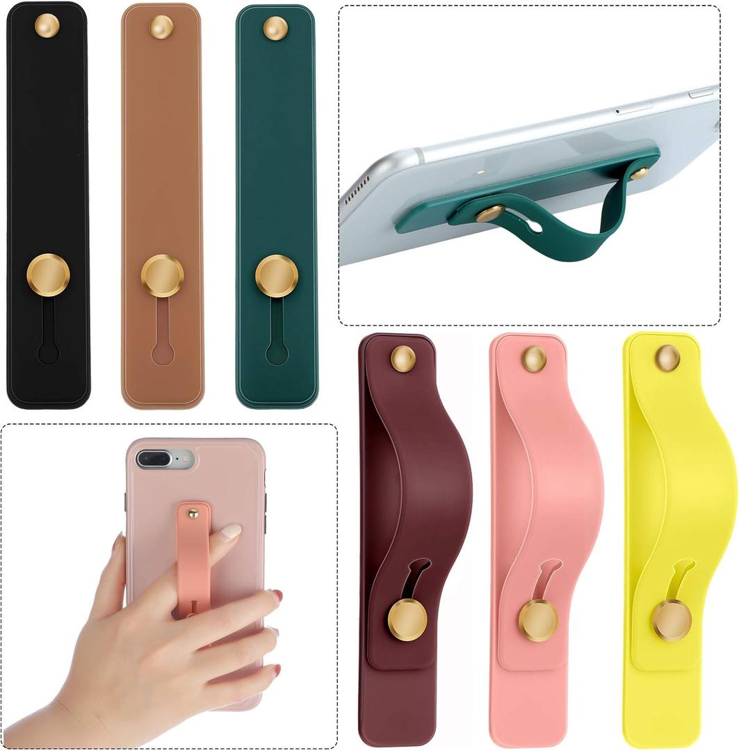 Weewooday 6 Pieces Phone Grip Holder Cell Phone Grip Strap Telescopic Finger Strap Stand Universal Finger Kickstand for Most Smartphones(Retro Colors)