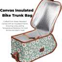 TOURBON Canvas Bicycle Pannier Bike Rear Rack Insulated Trunk Cooler Bag (Light Green with Flower)