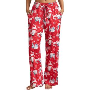 X-Image Women Comfy Casual Pajama Pants with Pockets & Drawstring (Red, S)