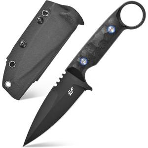 Eafengrow EF152 Fixed Blade Knife K110 Steel Blade G10 Handle Full Tang EDC Tool Knife for Outdoor Working Camping Hiking (black)