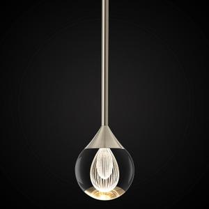 1-Light Teardrop Crystal Pendant Light, Mini LED Crystal Globe Hanging Light Fixture, Modern Ceiling Pendant Lighting for Kitchen Island Dining Room Bedroom Bar 3000K 8W Brush Nickel