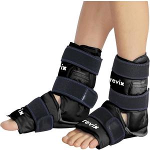 REVIX Ice Packs for Ankle Injuries Reusable, Ankle Ice Wrap with Cold Compression for Feet Pain Relief, Plantar Fasciitis and Achilles Tendonitis, Soft Plush Lining, 2 Packs, Black