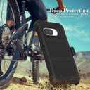 for Google Pixel 9a 2025 Case with 2 Pack Tempered Glass Screen Protector, [Holster Series] Belt Clip Kickstand Heavy Duty Shockproof Protective Cell Phone Case Cover (Black)