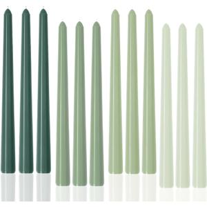 10" Green Taper Candles-12 Pack Green Candlesticks-Unscented Dripless Candles 8 Hour Burn for Spring, Home Decor, Dinner, Holidays, Weddings,Christmas Home Decor