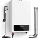 SNDOAS Tankless Water Heater,16L On Demand Water Heater Natural Gas, 4.23 GPM 85,300BTU Instant Hot Water, LED Display, Indoor Installation, 2-3 Point Use for Family Bathroom Kitchen,White