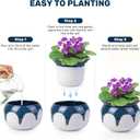 African Violet Pots, 6 Inch Self Watering Pots for Indoor Plants, Easy Plant Self Watering Planter, Ceramic Plant Pot with Absorbent Inner Pot for Flowers - Gradient Blue (No Plants)