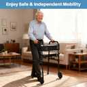 Walkers for Seniors, 2 Wheel Rollator Walker with Seat, 5" Wheels, Foldable Walker with 6" Ultra Backrest & Storage Bag, Height Adjustable, Lightweight Rolling Walker,Only 8LBS