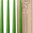 CANDWAX 12 inch Taper Candles Set of 4 - Dripless, Unscented, Long Burning Dinner Candles - Grass Green