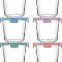 [UPGRADED LID] 6 Sets 3 Cup/24oz Borosilicate Glass Food Soup Containers with Lids, Meal Prep Storage Bowl Jars for Leftover Meal Lunch Oats Fruit Deli Salads - Microwave, Oven, Freezer Safe -BPA Free