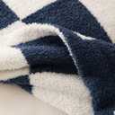 Ultra-Soft Buffalo Checkerboard Grid Fluffy Microfiber Knitted Throw Blanket Super Cozy Lightweight Checkered Bed Blanket for Sofa Couch Bed Navy 51"X63"