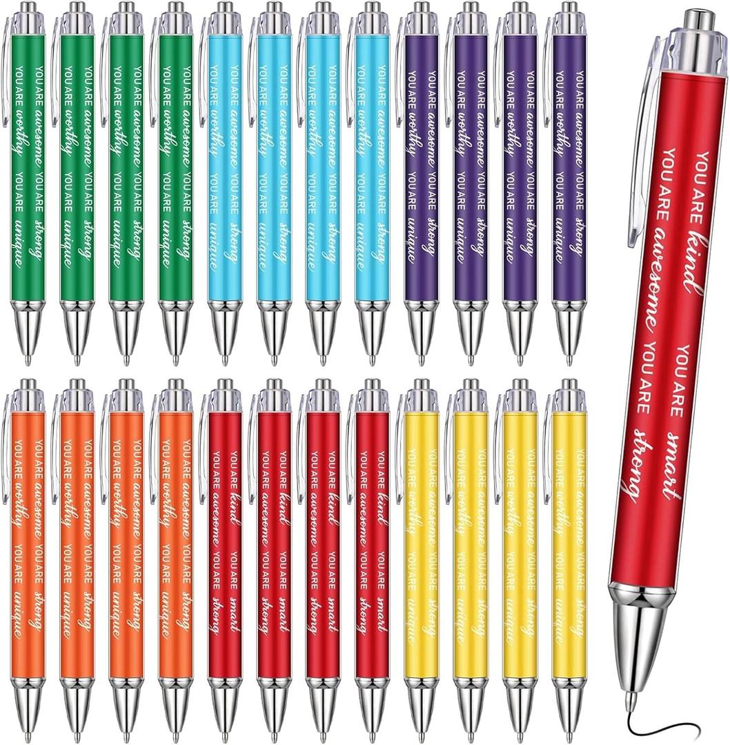 Eersida 24 Pcs End of the Year Gifts bulk Motivational Ballpoint Pens Rainbows Party Favor Inspirational Pens for Teachers School Classroom Supplies Rewards