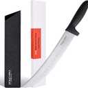 Curved Cimeter Knife 10 inch W/Comfortable Handle, Curved Butcher Knife For Meat Cutting, High Carbon Japanese Steel (10 inch new)