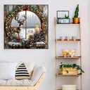 2 x Christmas Deer Diamond Paintings Kits for Adults, Christmas Scenery Diamond Art Kits Full Drill Diamond Dots Paint with Diamonds Candle Gem Arts and Crafts for Beginner Adults Home Wall Decor (ZL019)