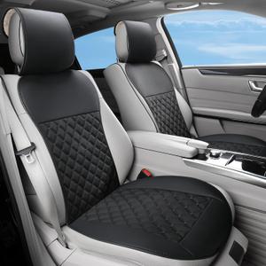 2pcs Car Seat Covers,Leather Water Proof Material No Slip Soft Car Seat Protector Side not Wrapped,for Car with Airbags,Seat Covers Universal for Most Automotive,Suvs,Vans,Trucks (Black)