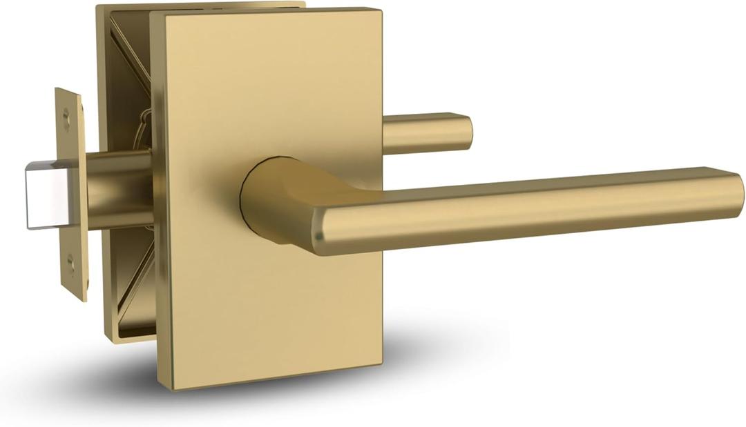 Mega Handles Glamor Passage Lever, Door Handle Set for Hallway, Closet and Bathroom, Reversible Heavy Duty Door Levers, Fits All Standard Door Sizes, Screws Included - Satin Brass (1 Pack)