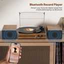 Vinyl Record Player with Dual Stereo Bookshelf Speakers Vintage Belt Drive Bluetooth Turntable with External Speakers,Convert Vinyl to MP3,LP Players AUX Headphone Input RCA Out