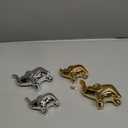 2 Pair Elephant Statue Home Decor, Good Luck Ceramic Elephant Figurines, Modern Style Elephant Decor, Cute Animal Sculpture for Living Room Bookshelf Desktop Office (Gold & Silver)
