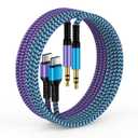 Samsung USB C Aux Cord, Braided Auxiliary to USB C, Type C to 3.5mm Male Headphone Jack Cable for Car/Home Stereo Speaker for Galaxy Z Fold S26 S25 Edge S24 S23 Ultra S22, Note 20/10, iPhone 17e 17 16 (2*Blue, Purple)