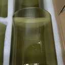 Glass Ribbed Cylinder Vase Set of 6, Bud Vase for Wedding Centerpieces, Green Flower Vases Bulk, Hurricane Floating Candle Holder, Decorative Flower Vase for Table Housewarming Gifts (Green), 1 Cracked