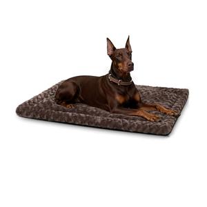 Washable Dog Bed Mat Crate Pad Soft Fluffy Pet Kennel Beds Dog Sleeping Mattress for Large Jumbo Medium Small Dogs, 48 x 30 Inch, Brown