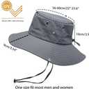 Fishing Hat for Men Women, Wide Brim Summer Safari Hat, UDF 50+ UV Protection Sun Hats, Bucket Hiking Beach Hat (Gray)