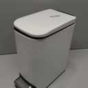 TrashAid Slim Bathroom Trash Can with Lid Soft Close, 6 Liter/1.6 Gallon Stainless Steel Small Garbage Can with Removable Inner Bucket, Step Pedal, Slim Wastebasket for Toilet, Office, Bedroom, White