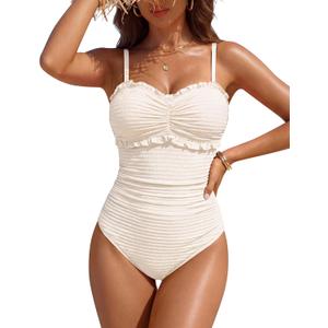BMJL One Piece Swimsuit Women Tummy Control Textured Adjustable Straps Full Coverage Bathing Suits 2026