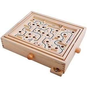 Topwon Wood Labyrinth Table Maze/Balance Board Table Maze Solitaire Game for Kids and Adults - Large - Great Gift