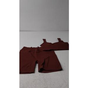 niyokki Workout Sets for Women Two Piece Sexy Summer Sports Bra and Crossover Shorts Matching Workout Set (Small, Coffee)