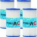 Lucasou Type III Pool Filter Cartridge Type A or C Compatible Replacement for 583XX 530XX Series Pool Pumps, Washable & Reusable (4pcs)