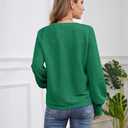 Womens Tops Dressy Casual Long Sleeve Shirts Loose V Neck Business Work Tunic Blouses (Green, L)