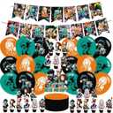 Academia of My Hero Party Decorations,Birthday Party Supplies For Cartoon Hero Party Supplies Includes Banner - Cake Topper - 24 Cupcake Toppers - 18 Balloons