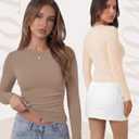 TNNZEET Long Sleeve Shirts for Women Basic Soft Tees Fashion Crop Tops Fall Spring Y2K Tight Clothes for Casual Workout 2026 (Black, M)