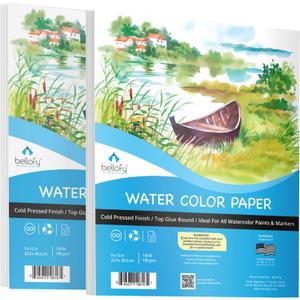 Bellofy 2X Watercolor Paper Pad, 100 Sheets, 9x12 Inches | Ideal for Kids, Artists & Beginners Love | Watercolor Sketchbook for Watercoloring Techniques | Great Gift Idea