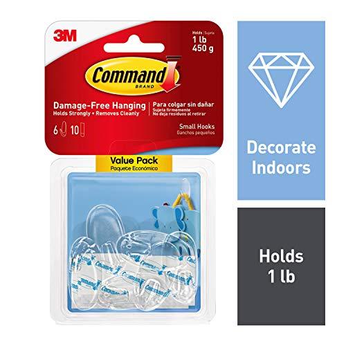Command Oval Hooks, Indoor Use, 6 hooks, 10 strips, Decorate Damage-Free (17092CLR-6ES)
