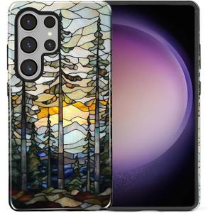 Case for Samsung Galaxy S26 Ultra, 2 in 1 PC Hard Shell & Silicone Inner Bumper, Anti-Scratch Full-Body Cover Shockproof Slim Design -Mountains Sunset