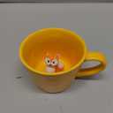 DIHOclub Fox Ceramic Cup Hidden 3D Animal Inside Mug,Cute Cartoon Handmade Figurine Mugs,Holiday and Birthday Gift for Coffee Milk Tea Lovers,12 OZ(Yellow)